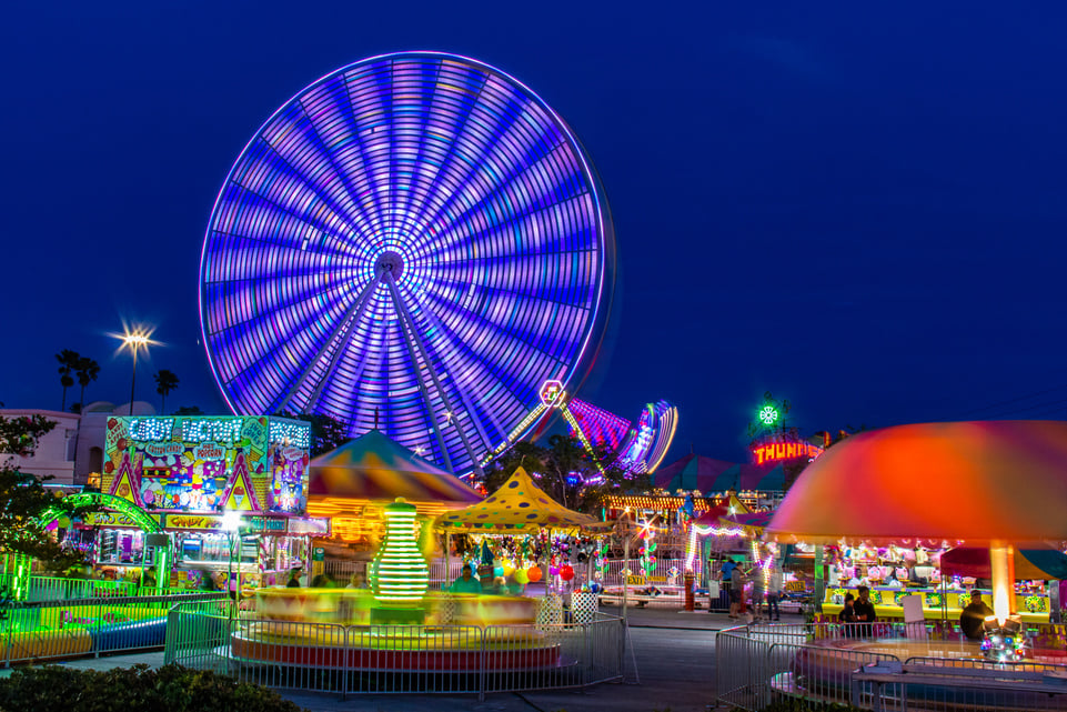 An Amusement Park At Night